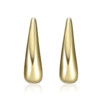 Polished J-Hoop Earrings In 14K Gold Over Brass