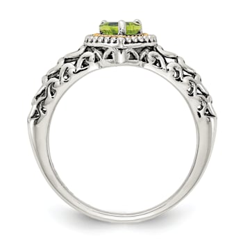 Sterling Silver with 14K Accent Antiqued Peridot Ring