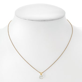 14K Yellow Gold 1/4 ct. 4.0mm Round D E F Pure Light Moissanite Pendant
with Chain
