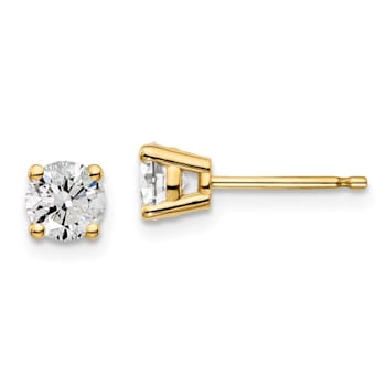 White Lab-Grown Diamond 14k Yellow Gold G-H SI 4-Prong Stud Earrings 0.74ctw