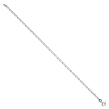 Sterling Silver 2.2mm Diamond-cut Long Link Cable Chain Bracelet