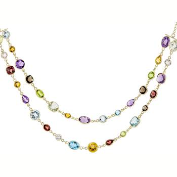 Multi-Gem 14k Yellow Gold 18" Necklace 18.15ctw