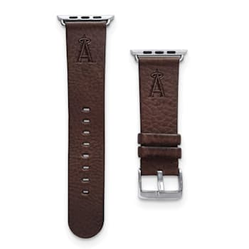 Gametime MLB Los Angeles Angels Brown Leather Apple Watch Band (42/44mm
M/L). Watch not included.