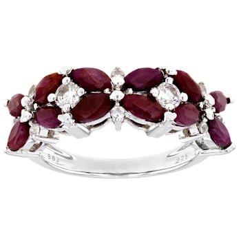 Red Indian Ruby Rhodium Over Sterling Silver Ring 2.40ctw