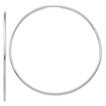 Rhodium Over 14k White Gold 2 3/8" Polished Endless Tube Hoop Earrings