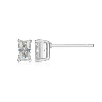 Emerald Cut Moissanite Platineve Stud Earrings 0.54ctw DEW
