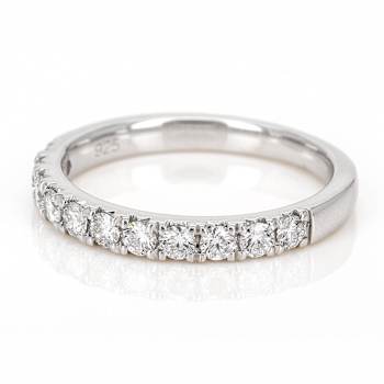 Polished Lab-Grown Diamond Band Ring 0.50ctw In Sterling Silver