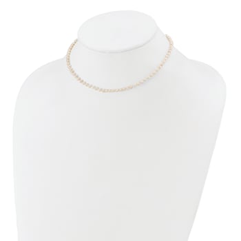 14k Yellow Gold 3-4mm White Near Round Freshwater Cultured Pearl 16 Inch Necklace