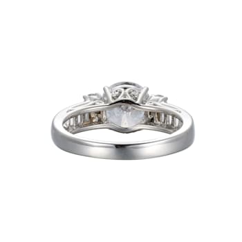 White Cubic Zirconia Rhodium Over Sterling Silver 3 Pieces Bridal Set
Rings 4.28ctw
