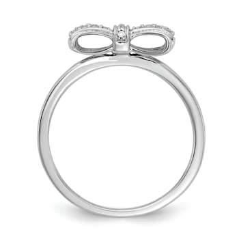 Rhodium Over 14K White Gold Diamond Bow Ring