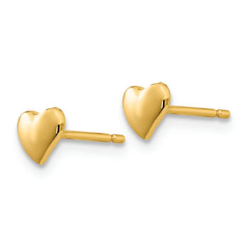 14k Yellow Gold Polished 5mm Heart Stud Earrings