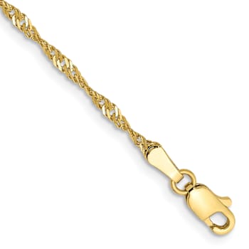 10k Yellow Gold 1.7mm Singapore Link Bracelet