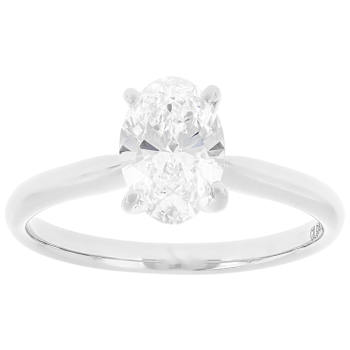 Lab-Grown Diamond Oval Solitaire Ring In 14K White Gold 1.10ct