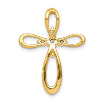 14k Yellow Gold and Rhodium Over 14k Yellow Gold Diamond Cross Chain
Slide Pendant