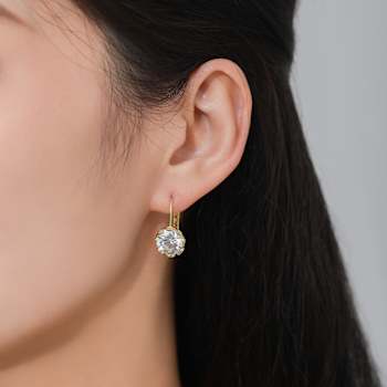 CZ Solitaire Drop Earrings In 14K Gold Over Brass