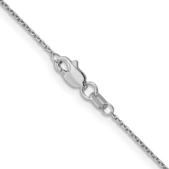 14k White Gold 0.95mm Solid Diamond Cut Cable Chain 24 Inches