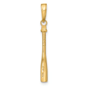 14k Yellow Gold 3D Textured Baseball Bat Pendant