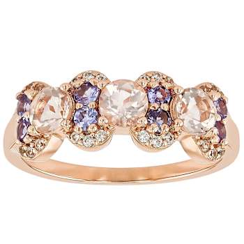 Morganite, Tanzanite And White Zircon Ring In 18K Rose Gold Over
Sterling Silver 1.09ctw