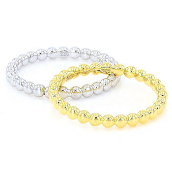Set Of Two Beaded Band Rings In 18K Gold Over Sterling Silver And
Sterling Silver