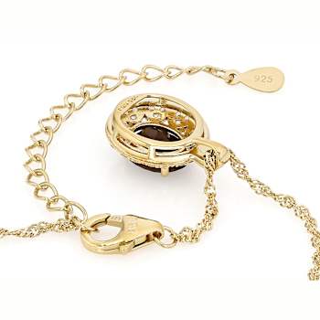 Smoky Quartz And Champagne Diamond Pendant Necklace In 18K Gold Over
Sterling Silver 1.78ctw