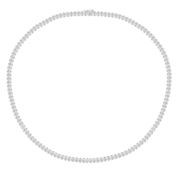 White Cubic Zirconia Platinum Over Sterling Silver Tennis Necklace 21.74ctw