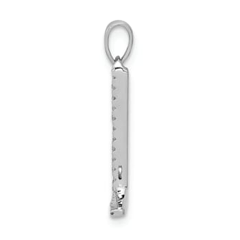 Rhodium Over 14K White Gold Diamond Letter L Initial Pendant