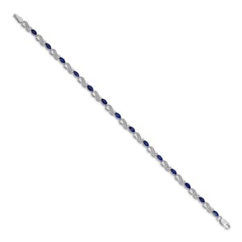 Rhodium Over 14k White Gold Diamond and Sapphire Infinity Bracelet