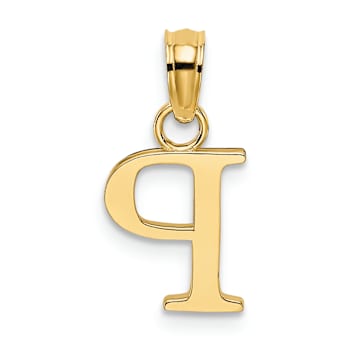 14k Yellow Gold Polished Block Letter P Initial Pendant
