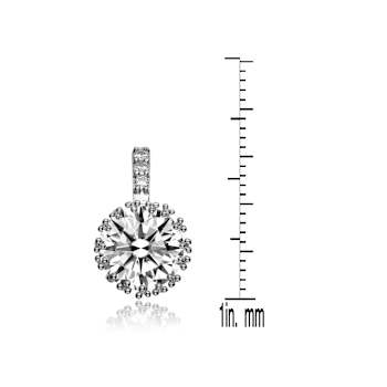 CZ Halo Drop Earrings In Sterling Silver 7.1ctw