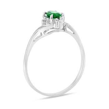 0.43ctw Emerald and Diamond Ring in 14k White Gold