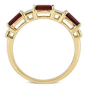 Garnet and White Topaz 10K Yellow Gold Ring 1.18ctw