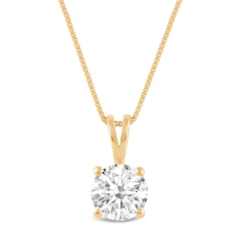 White Cubic Zirconia 14k Yellow Gold Pendant With Chain 1.00ctw