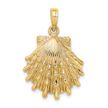 14k Yellow Gold Textured Lions Paw Shell Pendant