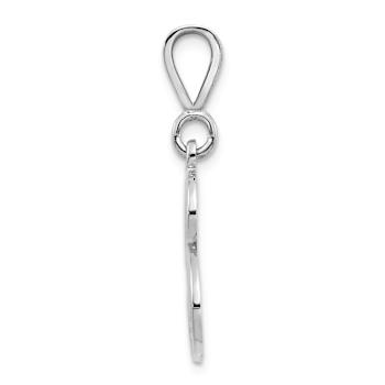 Rhodium Over 14k White Gold Solid Polished Script Filigree Textured
Letter B Initial Pendant