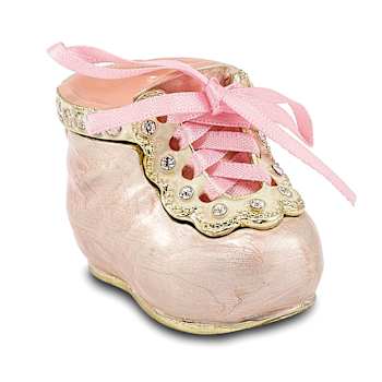 IT'S A GIRL Pink Baby Bootie Trinket Box