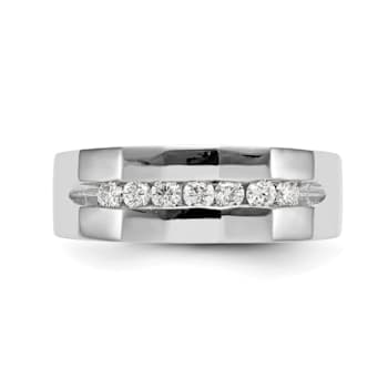 Rhodium Over 14K White Gold Lab Grown Diamond SI1/SI2, G H I, Men's Band