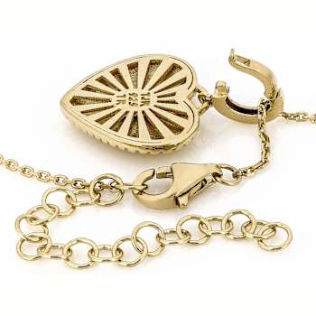 White Zircon Heart Enhancer Pendant With Chain In 18K Gold Over Sterling
Silver 0.12ct
