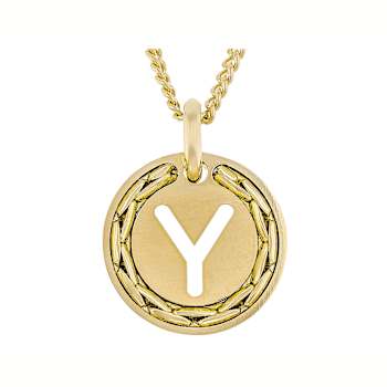 Cardano Initial Y Pendant Necklace In 18K Gold Over Bronze