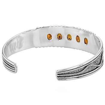 Amber Sterling Silver Oxidized Bangle Bracelet 8x6mm