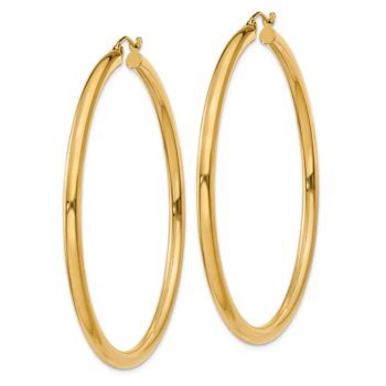 14k Yellow Gold Polished 2 3/16" Tube Hoop Earrings