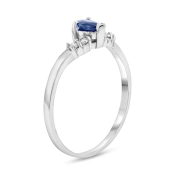 0.33ctw Pear Shaped Sapphire and Diamond Ring in 14k White Gold