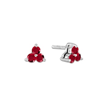 0.40ctw Ruby 3-Stone Earrings in 14k White Gold