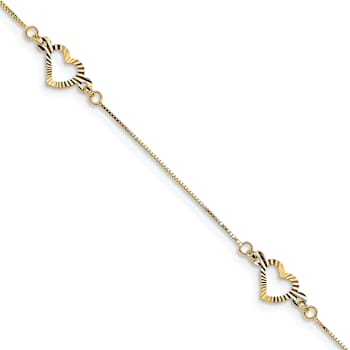 14K Yellow Gold Fancy Heart Bracelet