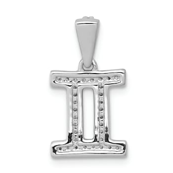 Rhodium Over 14K White Gold Diamond Gemini Zodiac Pendant