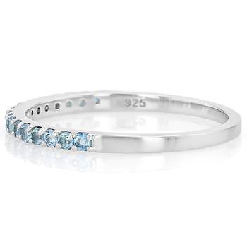 Aquamarine Band Ring In Sterling Silver