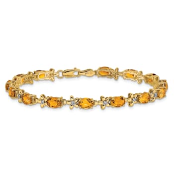 14k Yellow Gold Floral Diamond and Citrine Bracelet