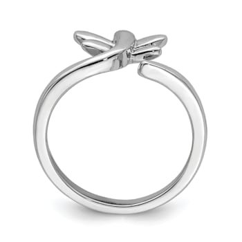 Rhodium Over Sterling Silver Dragonfly Toe Ring