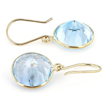 Blue Topaz 14K Yellow Gold Dangle Earrings 14.00ctw