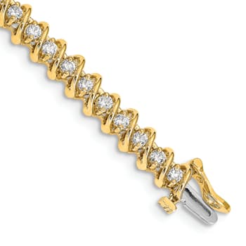 14K Two-tone Gold I1/G-H Diamond Tennis Bracelet 2.23ctw