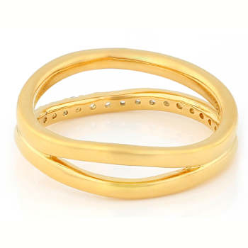 CZ Double Band Ring In 18K Gold Over Brass 0.51ctw